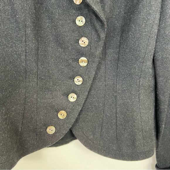 BOSTON PROPER FITTED CROPPED WOOL BLEND GRAY BLAZER ALABASTER BUTTONS Size 4 - Picture 8 of 11